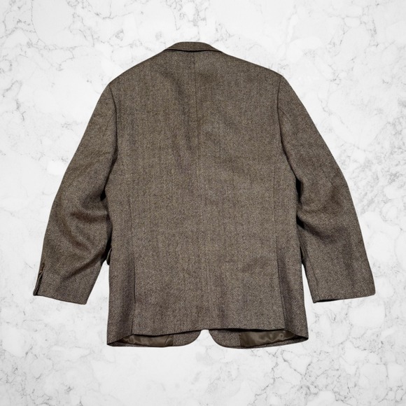 Lauren Ralph Lauren Mens 38S Slim Fit 100% Wool Herringbone Blazer Brown - Picture 2 of 10